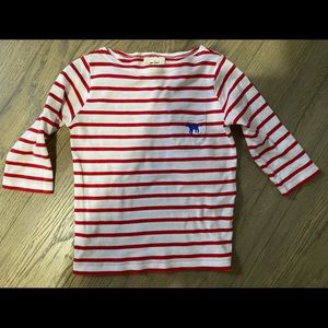 Mini Boden girls size 3-4 red striped t shirt